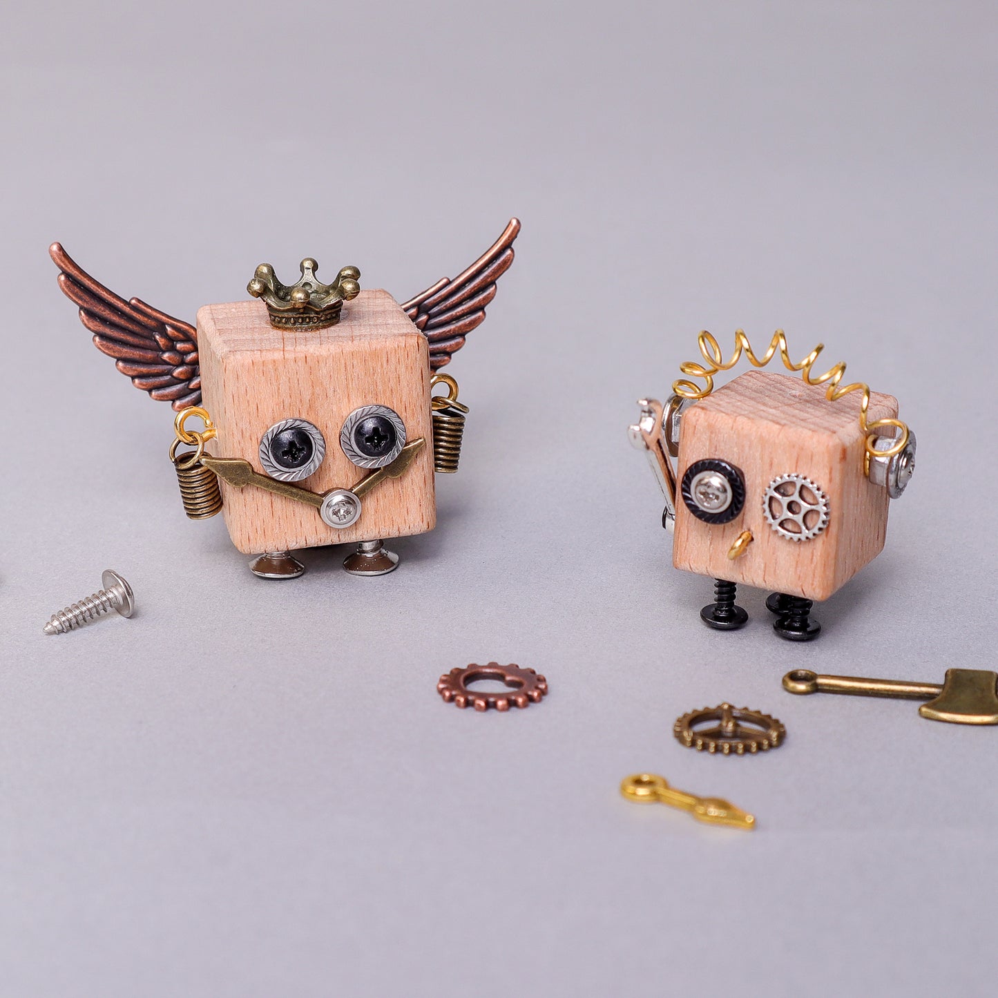 CF017 DIY Timberbot Kit – Build 2 Wooden Robots, Make Keychains & Necklaces