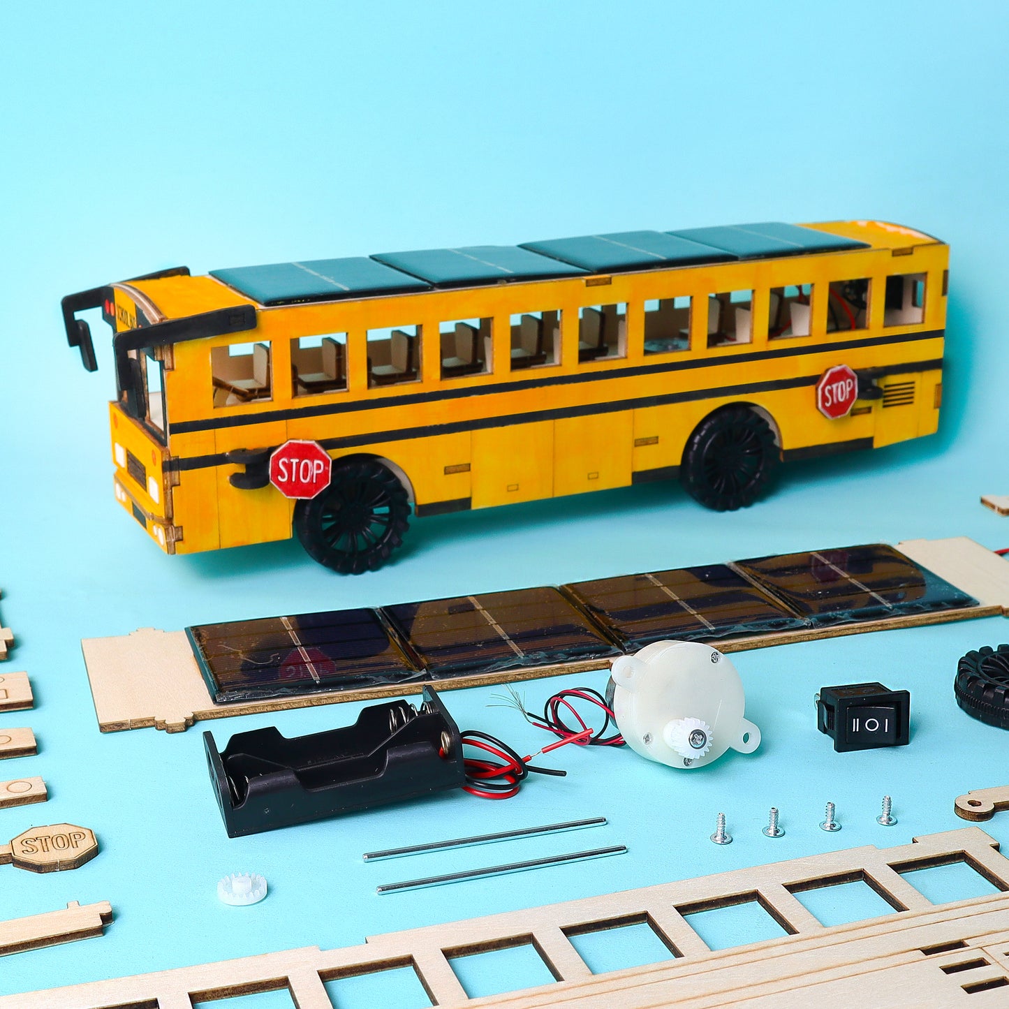 ST064 Dual Battery and Solar Powered School Bus STEM Kit