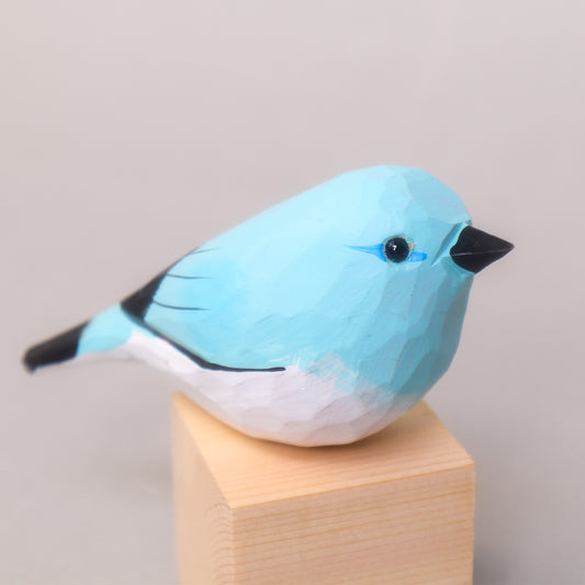HM020 Hand-Carved Wooden Bird Figurine – Blue